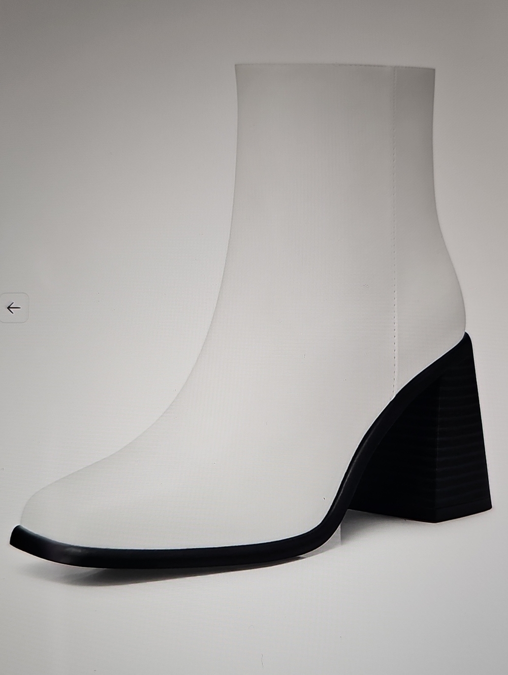 Elle White Ankle Boot with Black Block Heel